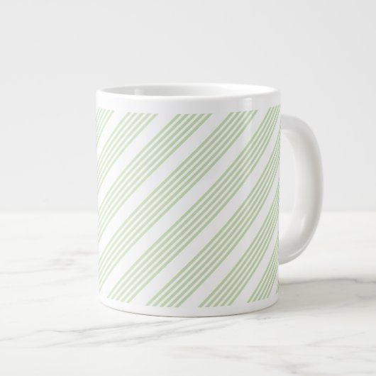 Grande Tasse Pale vert et blanc cinq bandes motif (Devant droit)
