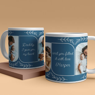 Grande Tasse Papa 3 Photo Vertical Mots d'Amour Personnalisés