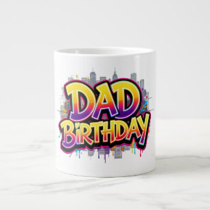 Grande Tasse Papa Anniversaire Ville Arc-en-ciel Graffiti