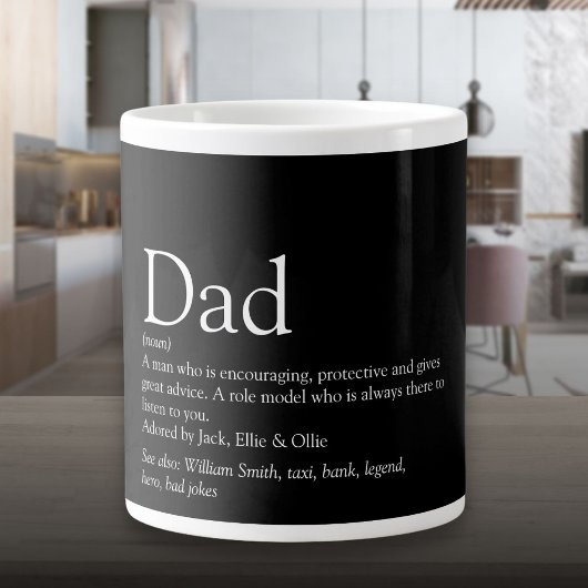 Grande Tasse Papa Définition Citation amusante Noir et blanc