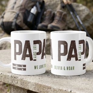 Grande Tasse Papa en détresse Année Personnalisée Marron Vert