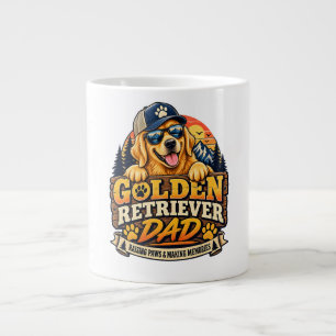 Grande Tasse Papa Golden Retriever Rétro Vintage Coucher de Sol