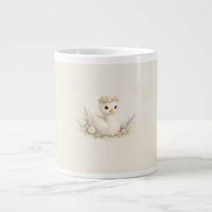 Grande Tasse Papeterie aquarelle élégante de bébé cygne fleur s