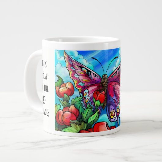 Grande Tasse Papillon avec verset; Psaume 118:24 (Devant gauche)