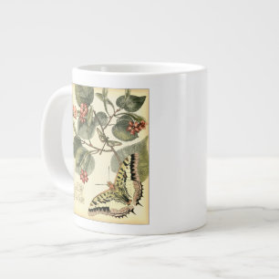 Grande Tasse Papillon et libellule à fleurs rouges