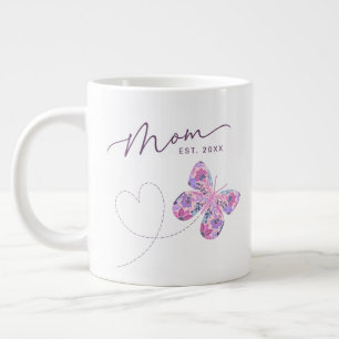 Grande Tasse Papillon floral Maman personnalisée