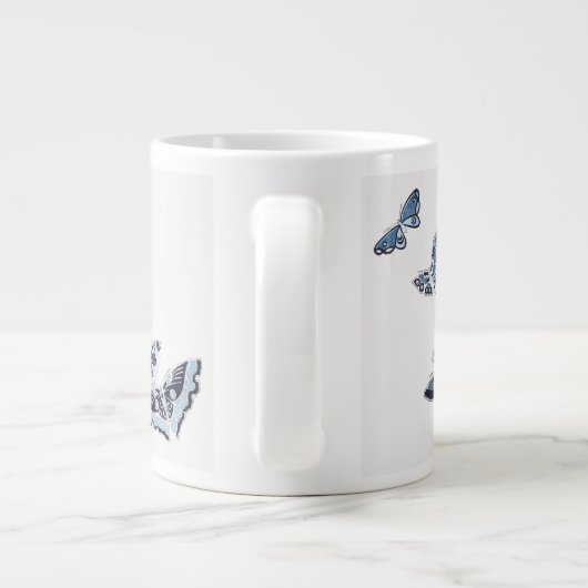 Grande Tasse Papillon japonais Vintage bleu (Dos)