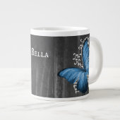 Grande Tasse Papillon rustique bleu personnalisé (Devant droit)