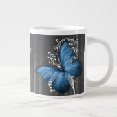 Grande Tasse Papillon rustique bleu personnalisé (Droite)