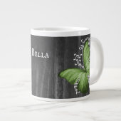 Grande Tasse Papillon rustique vert personnalisé (Devant droit)