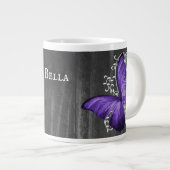 Grande Tasse Papillon rustique violet Personnalisé (Devant droit)