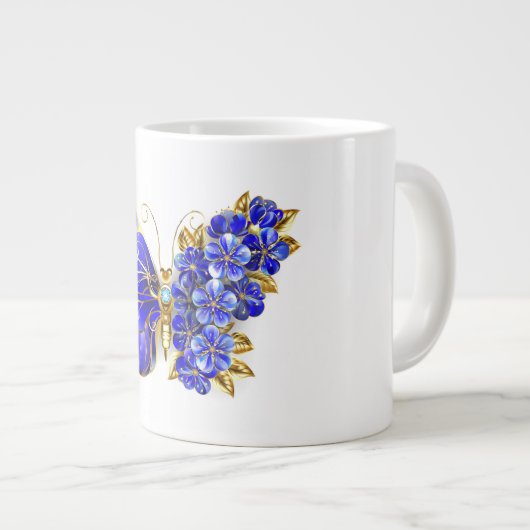 Grande Tasse Papillon saphir à fleurs (Devant droit)