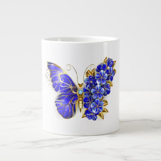 Grande Tasse Papillon saphir à fleurs (Devant)