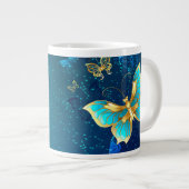 Grande Tasse Papillons d'or sur un Arrière - plan bleu (Devant droit)