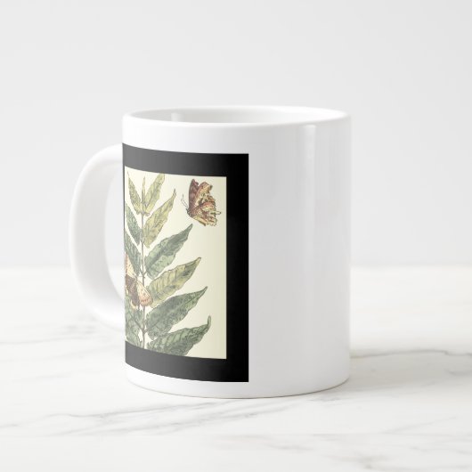 Grande Tasse Papillons et Feuilles avec cadre noir (Devant gauche)