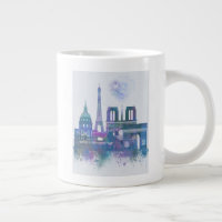 Paris Skyline - Aquarelle bleu
