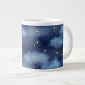 Grande Tasse Parties scintillant Gold Stars Dark Blue Sky Motif (Devant droit)