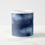 Grande Tasse Parties scintillant Gold Stars Dark Blue Sky Motif (Devant)