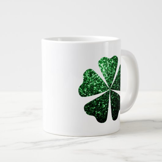 Grande Tasse Parties scintillant vert foncé brillant Shamrock C (Devant droit)