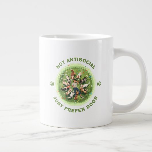 Grande Tasse Pas antisocial - Préfère simplement les chiens - P (Droite)