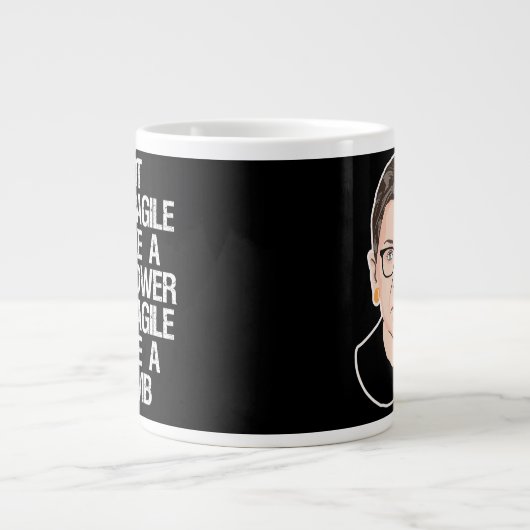 Grande Tasse Pas fragile comme une fleur fragile comme une bomb (Devant)