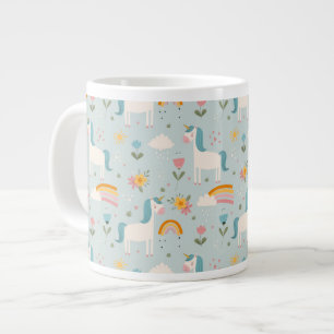 Grande Tasse Pastel mignon Rainbow Unicorn Motif