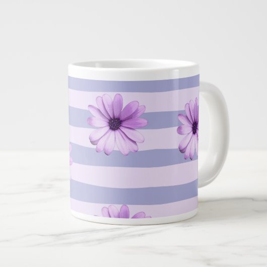 Grande Tasse Pastel stripes pattern with Daisies (Devant droit)