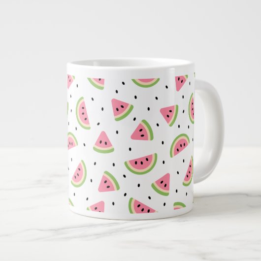 Grande Tasse Pastèque rose, Graines de pastèque, Motif d'été (Devant droit)