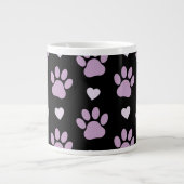 Grande Tasse Pattern of paws, Dog paws, Lilac paws, Hearts (Devant)