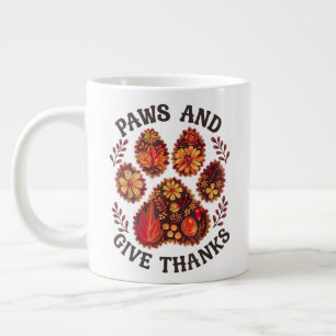 Grande Tasse Pattes et Rendre Grâce Chien Jour de Thanksgiving