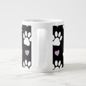 Grande Tasse Paw Motif, Chien Paws, White Paws, Lilac Hearts (Dos)