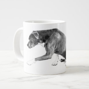 Grande Tasse Paw poli (Polite Paw) : Mélange Pitbulle Monochrom