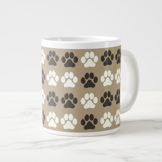 Grande Tasse Paw Print Pattern Earthy Sand (Devant droit)