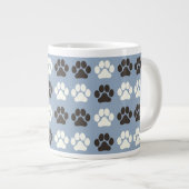 Grande Tasse Paw Print Pattern Silver Blue  (Devant droit)