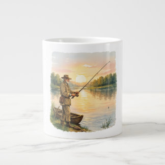 Grande Tasse Pêcheur au coucher du soleil par cadeau d'art vint