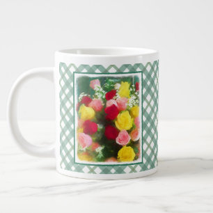 Grande Tasse Peinture Bouquet Rose - Jolie Art Fleur Originale