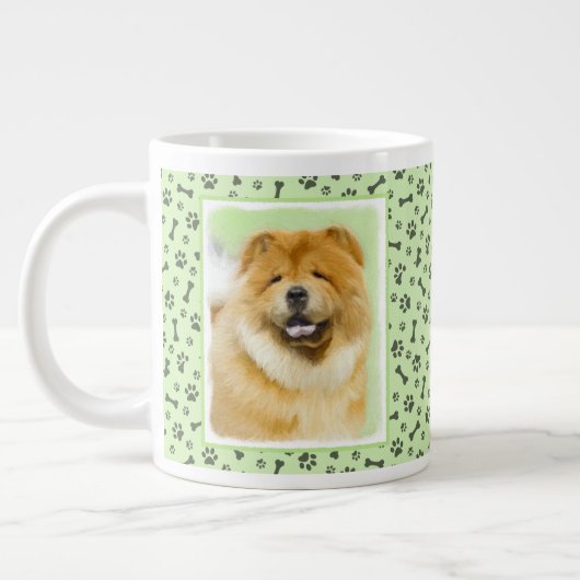 Grande Tasse Peinture Chow Chow - Joli art original chien (Gauche)