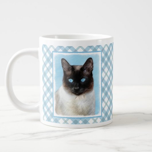 Grande Tasse Peinture de chats de Siamese Art animal original (Gauche)