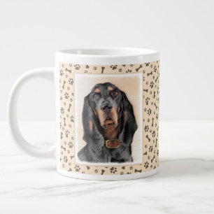 Grande Tasse Peinture en noir et blanc - Art original Chien