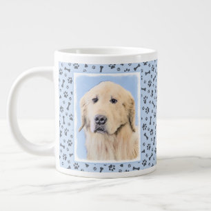 Grande Tasse Peinture Golden Retriever - Joli art original chie