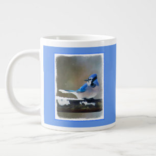 Grande Tasse Peinture Jay Bleu - Art Oiseau Original