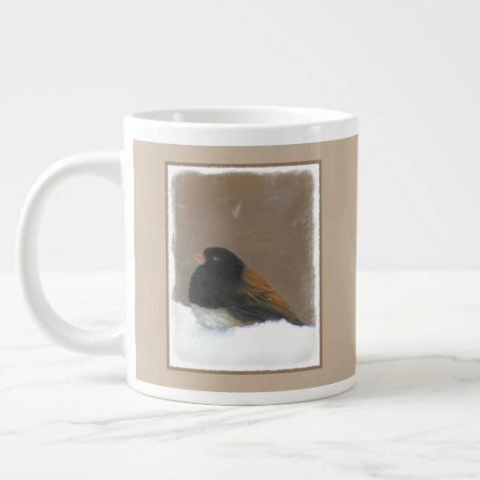 Grande Tasse Peinture Junco foncée - Art original pour oiseaux (Gauche)