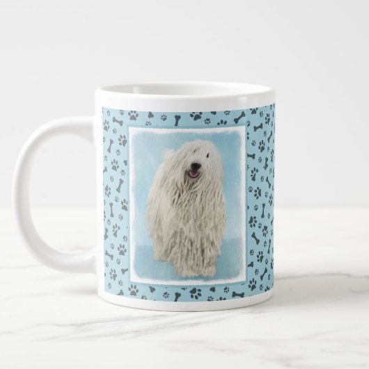 Grande Tasse Peinture Komondor - Cute Original Chien Art (Gauche)