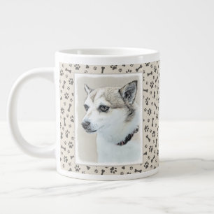 Grande Tasse Peinture norvégienne Lundehund - Art original chie