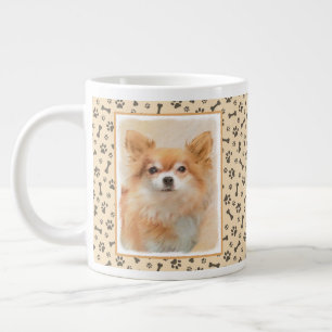 Grande Tasse Peinture originale de chien Chihuahua à poils long
