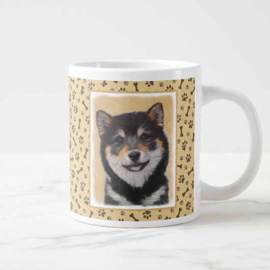 Grande Tasse Peinture Shiba Inu (Noir et Tan) - Art Chien (Droite)