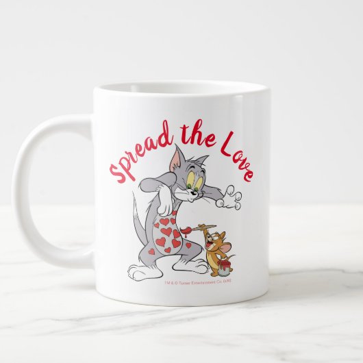 Grande Tasse Peinture Tom & Jerry Coeurs de Saint-Valentin (Gauche)