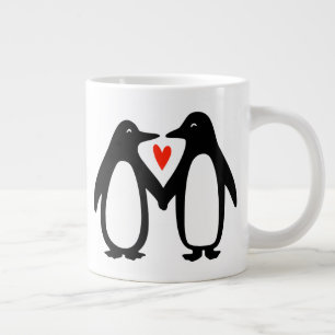 Grande Tasse Penguins tenant les mains mignonnes Couple