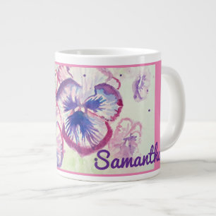 Grande Tasse Pensée Pensées Fleur Violette Florale Rose