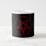 Grande Tasse Pentagram Red Devil<br><div class="desc">Pentagramme rouge,  inversé,  texturé en cercle,  sur arrière - plan noir. Symbole occulte 666</div>